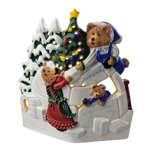 Deagano 1999 Christmas Collectibles Teddy Bear Family Decor Light‎ Up